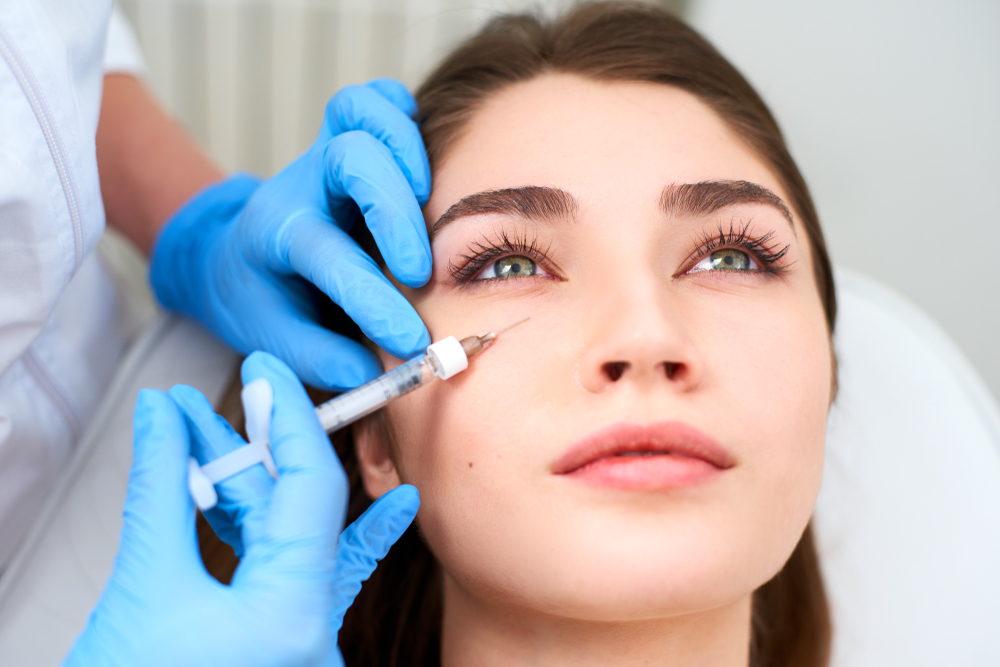 woman getting under-eye filler near Ellicott City
